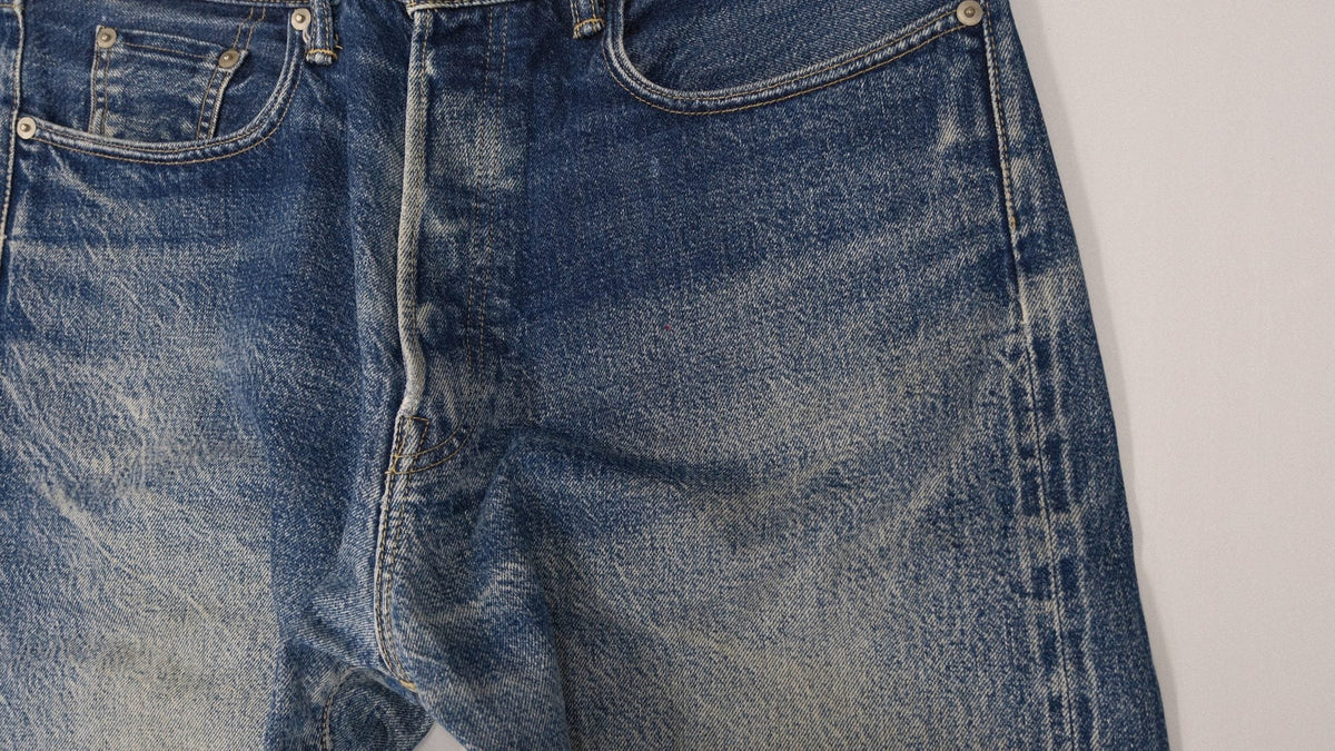 Whiskers and honeycombs on well-worn denim