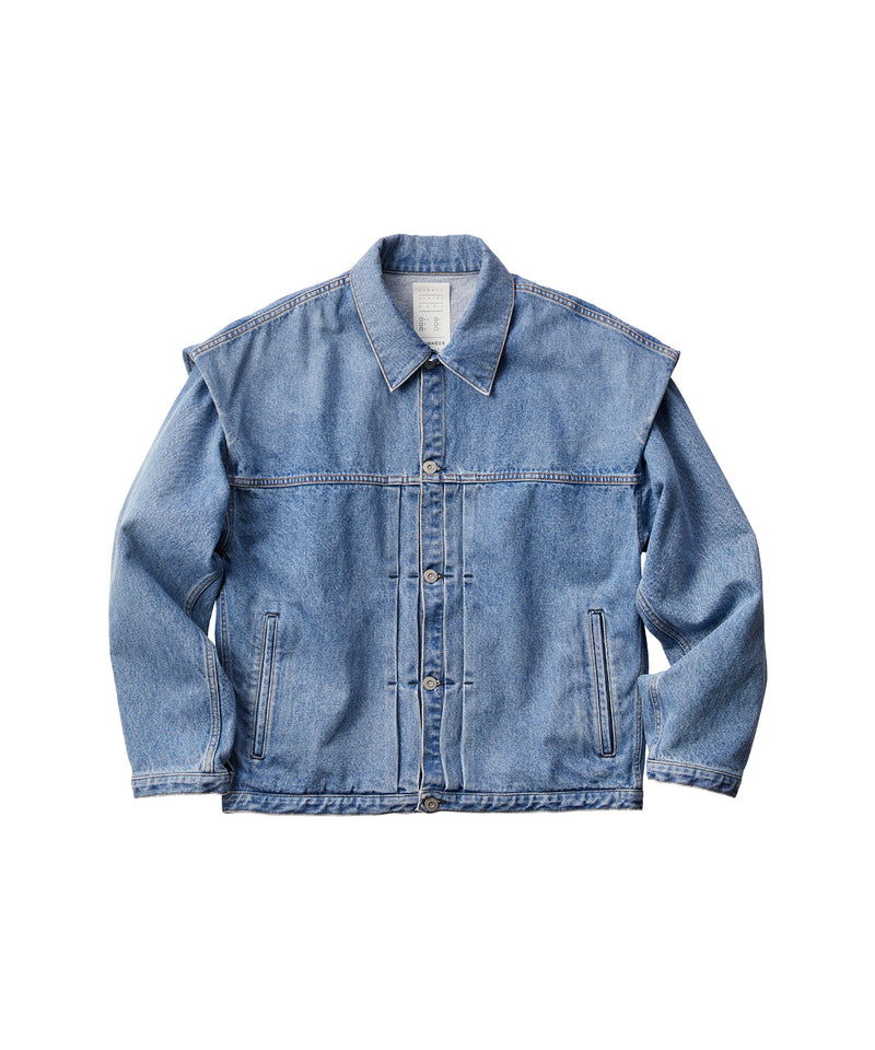 POWER SHOULDER DENIM JACKET LIGHT INDIGO