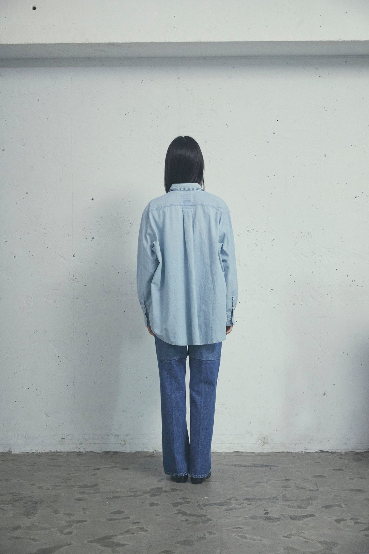 FRAMED BLANKET STITCH CHAMBRAY SHIRT LIGHT INDIGO
