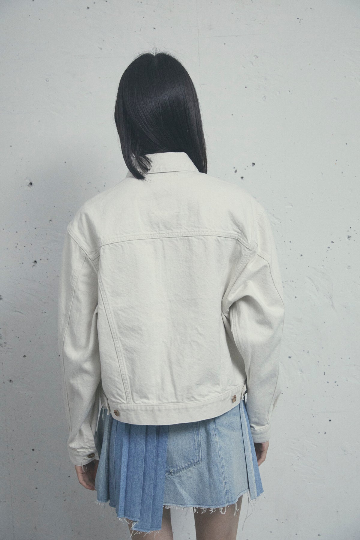 ARGYLE SASHIKO DENIM JACKET OFF WHITE