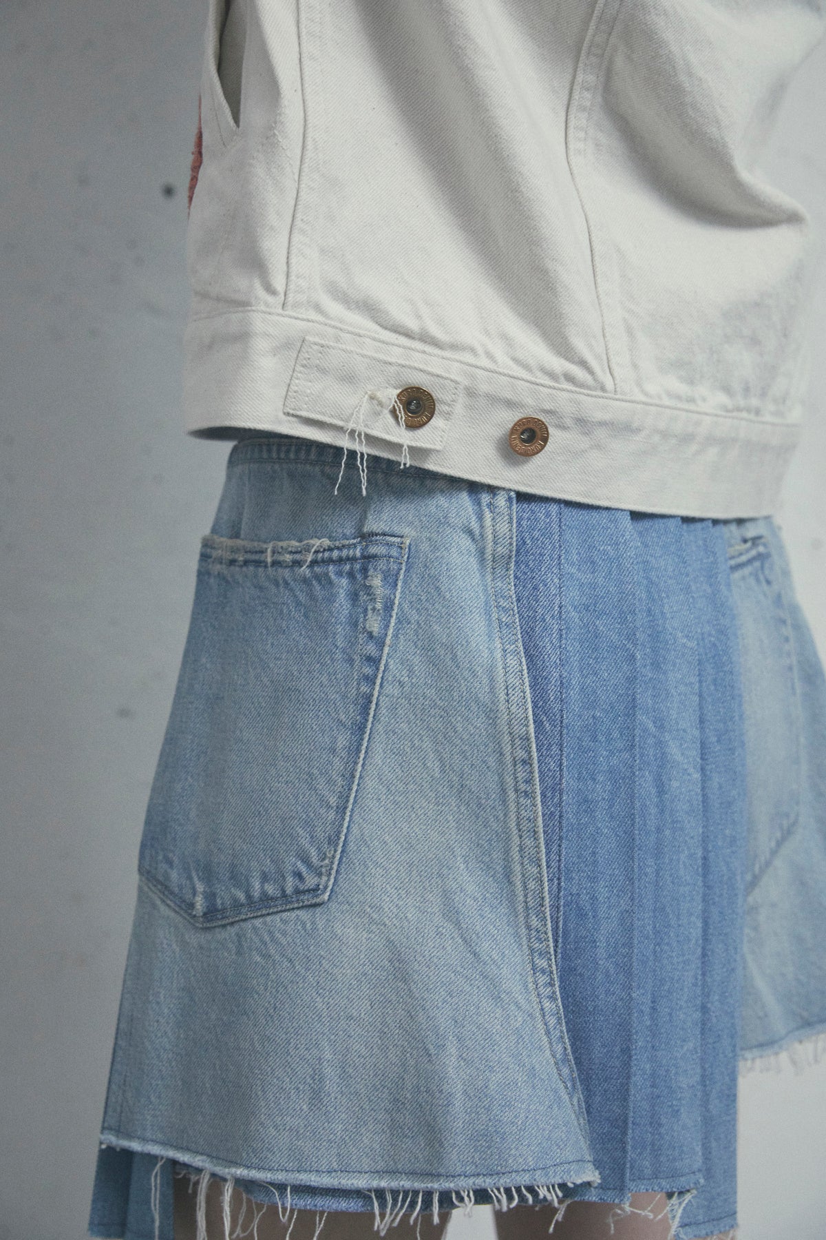 ARGYLE SASHIKO DENIM JACKET OFF WHITE