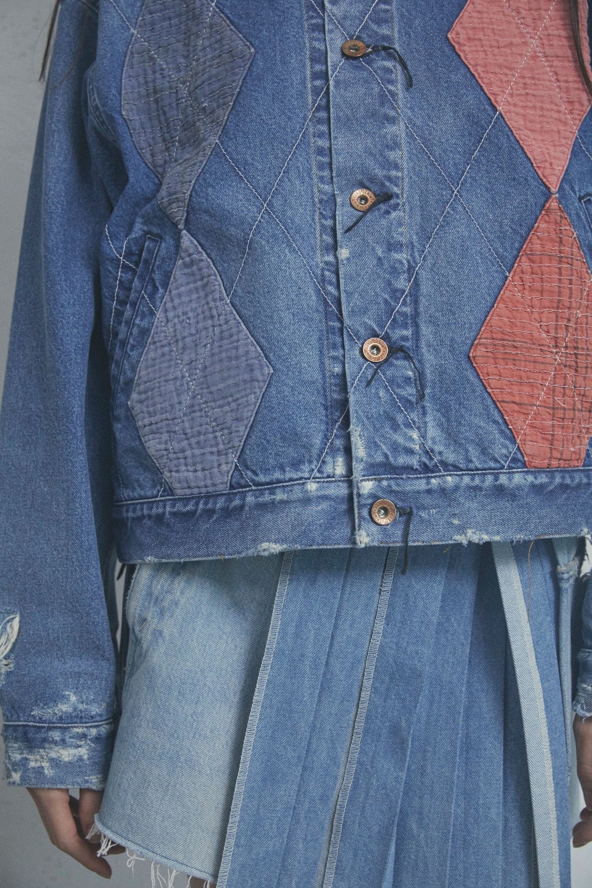 ARGYLE SASHIKO DENIM JACKET FADED INDIGO