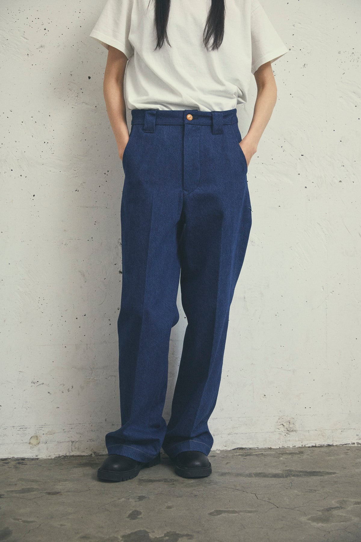 INDIGO TAILORED WIDE TROUSERS