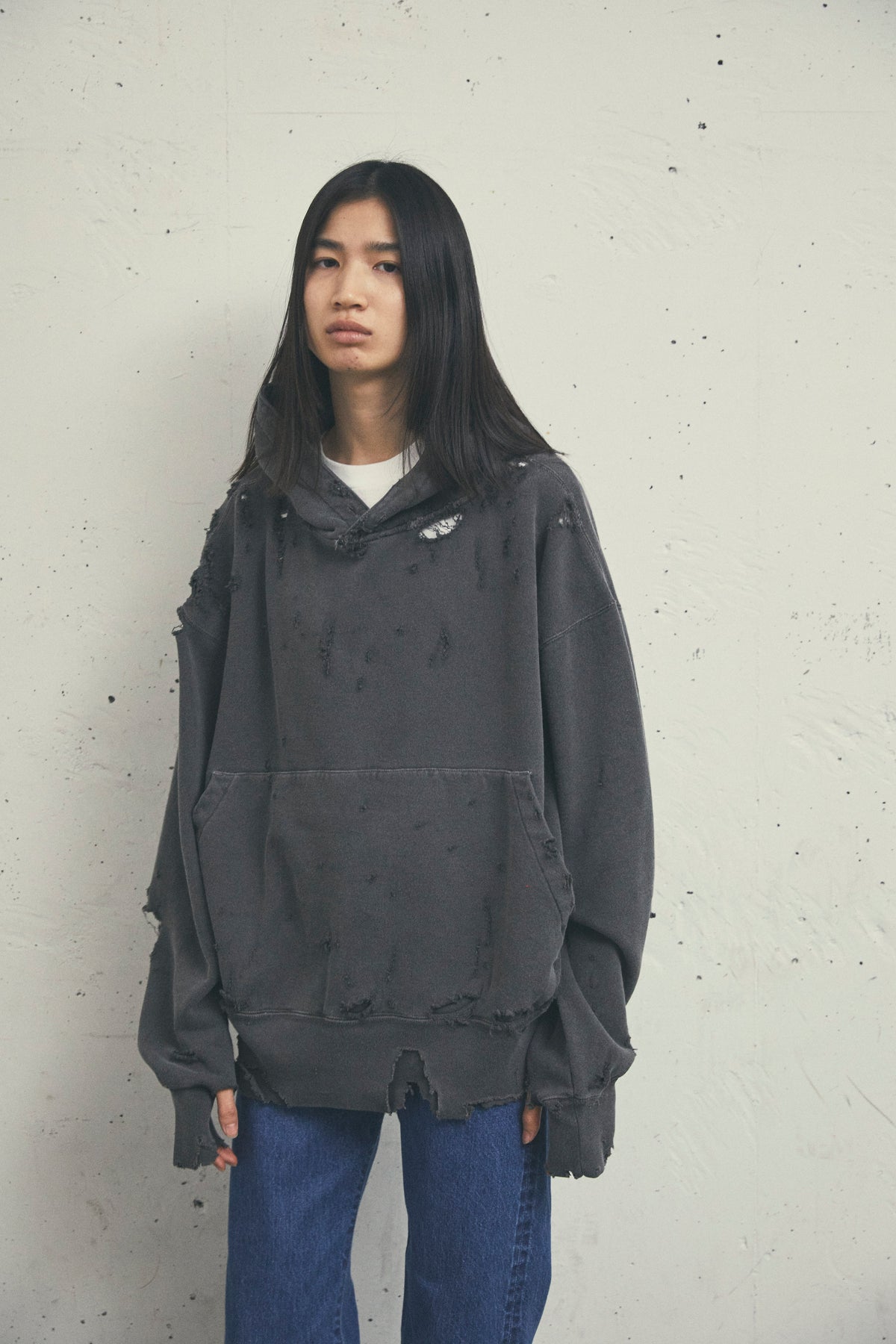 MORE DAMAGE WASHED SWEAT PARKA