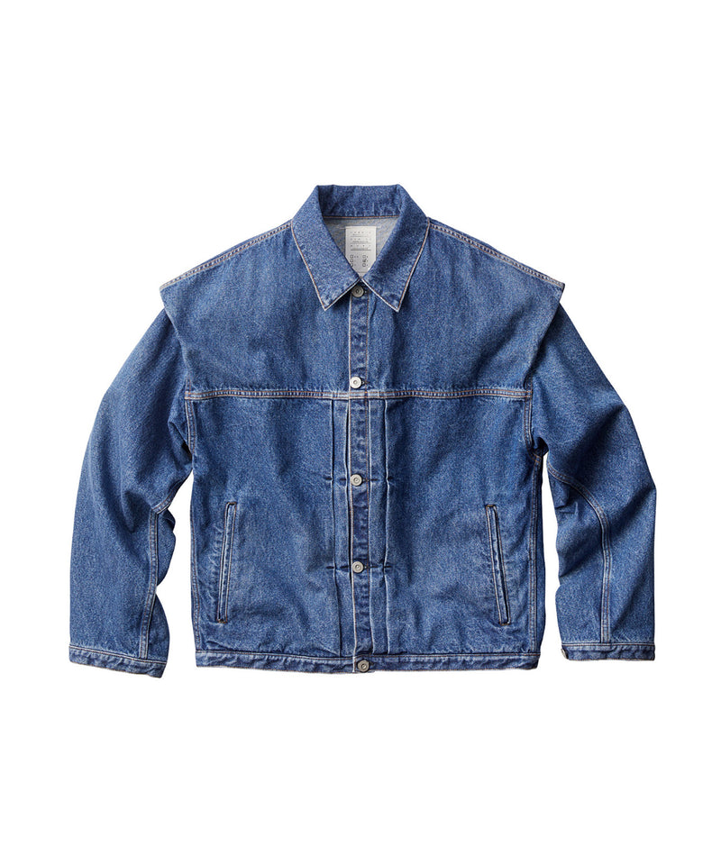 POWER SHOULDER DENIM JACKET INDIGO