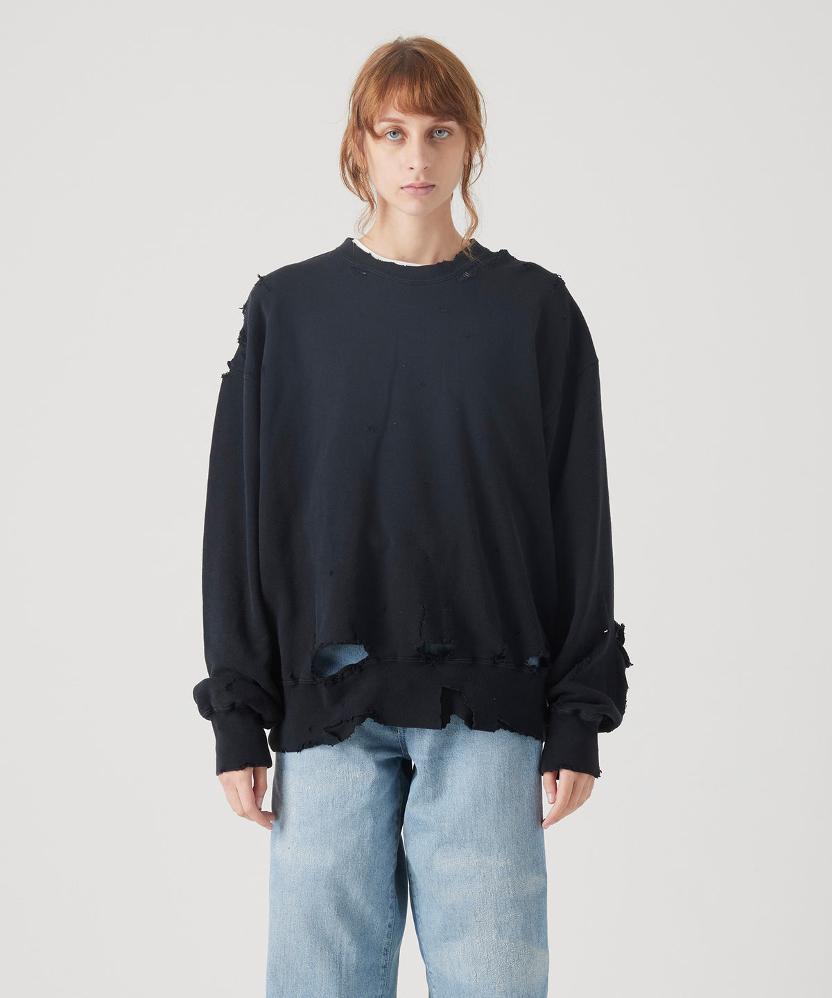 MORE DAMAGE WASHED CREW NECK SWEAT