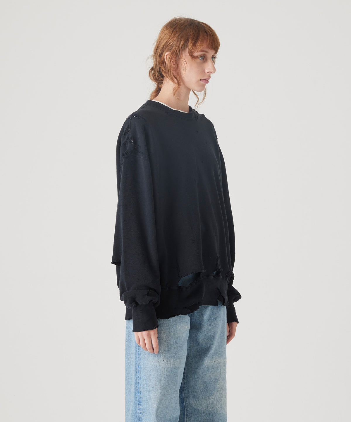 MORE DAMAGE WASHED CREW NECK SWEAT