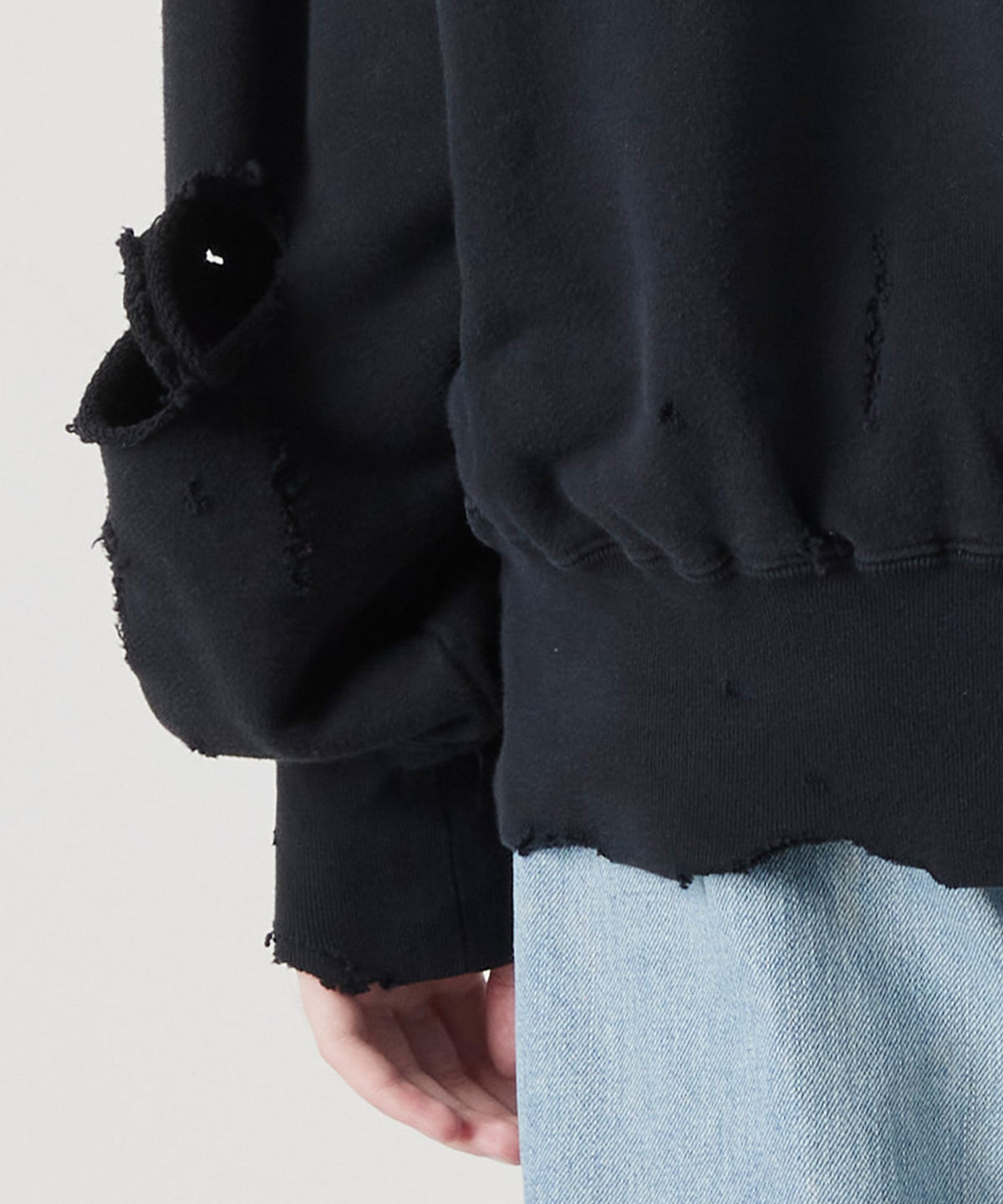 MORE DAMAGE WASHED CREW NECK SWEAT