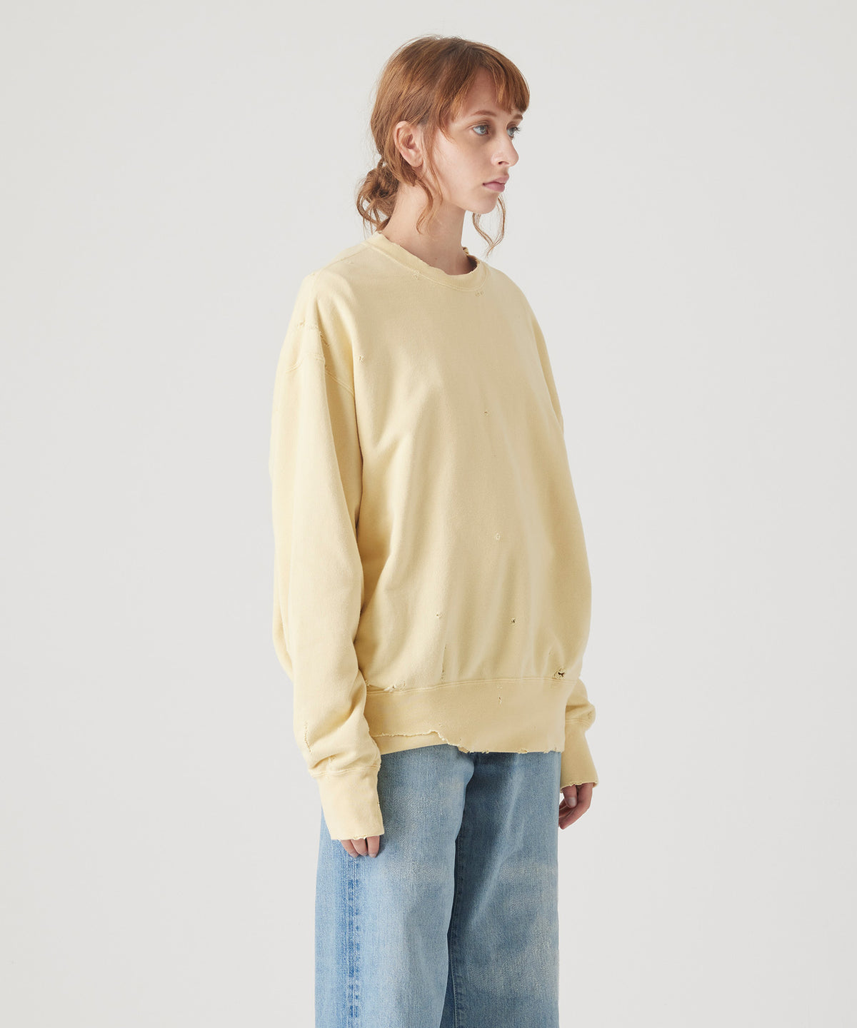 MORE DAMAGE WASHED CREW NECK SWEAT