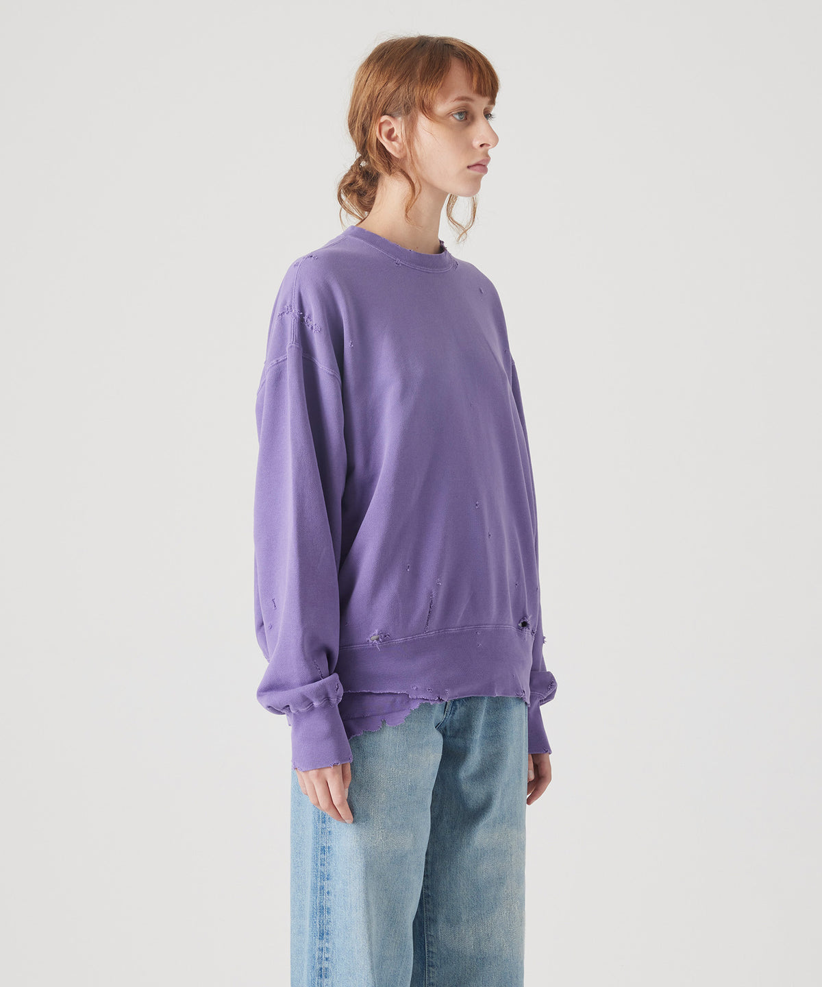 MORE DAMAGE WASHED CREW NECK SWEAT