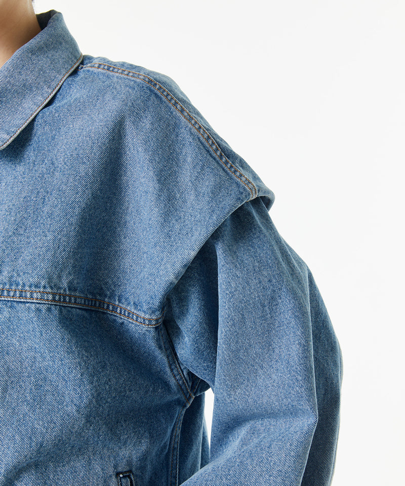 POWER SHOULDER DENIM JACKET LIGHT INDIGO
