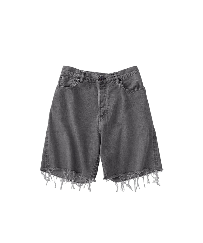 CROSSED DENIM SHORTS / BLACK